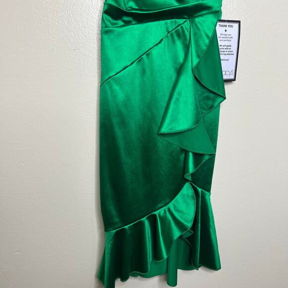 Emerald Sundae Cocktail Dress XXS Green Surplice Ruffle Flounce Going Out Chic - Picture 7 of 10